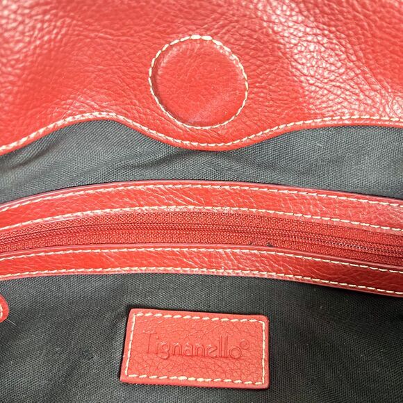 Tignanello Perfect 10 French Bag Lipstick Red Leather Double Handle Satchel - Picture 5 of 11